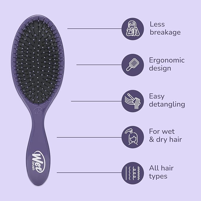 Wet Brush Original Detangler Hair Brush, Purple, For All Hair Textures | Ultra-Soft IntelliFlex Bristles Detangle Wet, Dry & Damaged Hair with Less Breakage, Pain-Free Detangling Brush