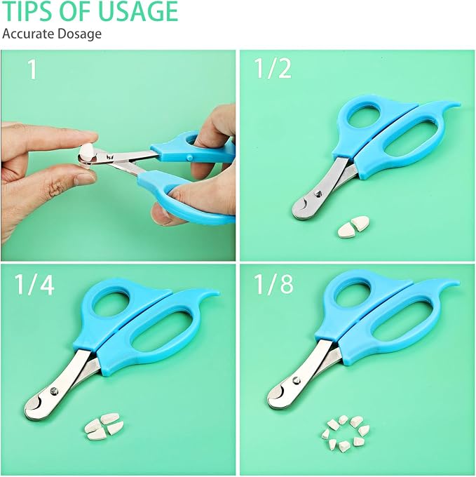 2 Pieces Pill Splitter Scissors Pill Scissors Cutter with Stainless Steel Blade and Ergonomic Handle for Accurate Dosage of Small Large Pills Tablets Vitamins Elderly Kids Pets Travelling Favors