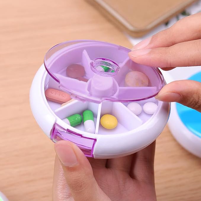 Pill Cases Weekly INVODA Pill Organizer 7 Day 3 Times Medicine Pill Dispenser Push Button Rotate Pill Planner with 7 Compartments
