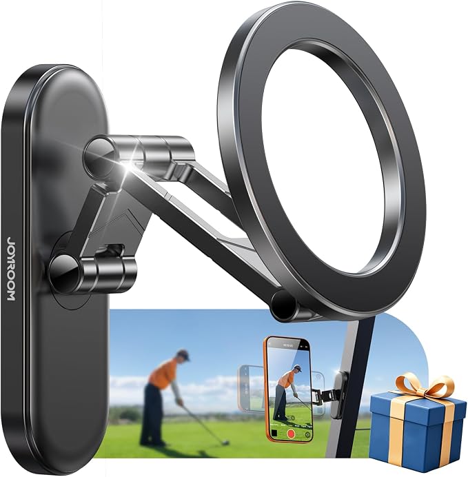 JOYROOM Upgraded Magnetic Golf Cart Phone Holder, [Tri-fold+All Metal] Magsafe Phone Holder Compatible with MagSafe iPhone 17 16 15 14 13 12 Fits EZGO Club Car Yamaha Icon Golf Cart Accessories Gifts