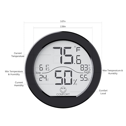 Indoor Digital Hygrometer Thermometer for Room Temperature Humidity Meter | SECRUI Thermometer Accuracy Calibration LCD Temperature Sensor with Maximum and Minimum Records,1 Pack