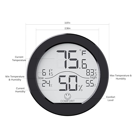 Indoor Digital Hygrometer Thermometer for Room Temperature Humidity Meter | SECRUI Thermometer Accuracy Calibration LCD Temperature Sensor with Maximum and Minimum Records,2 Pack