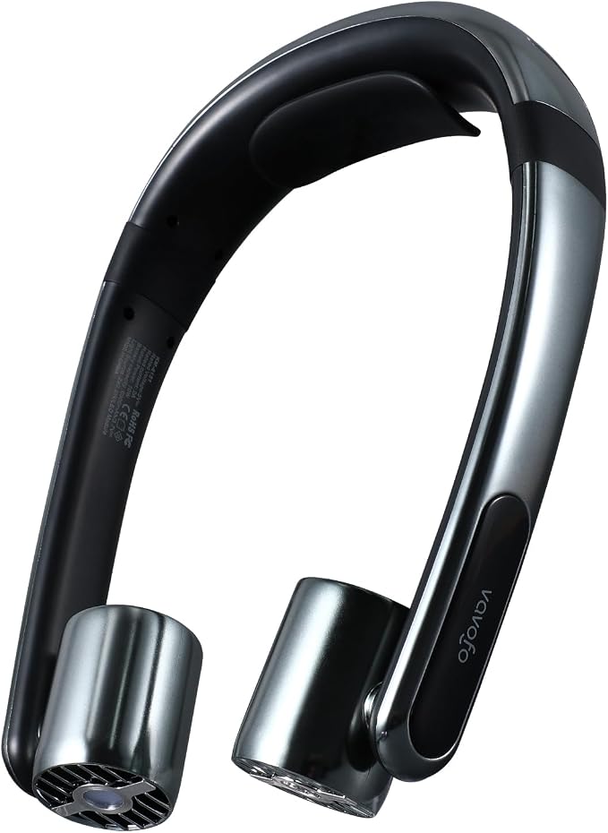 VAVOFO Portable Neck Fan with Book Light, Hands Free Wearable Cooling Fan | 6000mAh Rechargeable, 3 Speeds, 250° Adjustable, Ideal Gift for Reading, Travel, Office, Hiking, Fishing & Sports