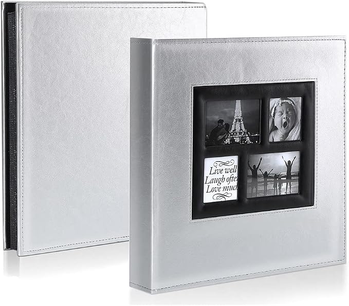 Ywlake Photo Album 4x6 600 Pockets Photos, Extra Large Capacity Family Wedding Picture Albums Holds 600 Horizontal and Vertical Photos Silver
