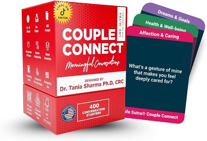 Life Sutra Couple Connect Game - 400 Thoughts Provoking Cards for Young Couples to Strengthen Communication, Build Trust, Enhance Emotional Bond - Ideal for Date Night, Newlyweds & Wedding Gifts