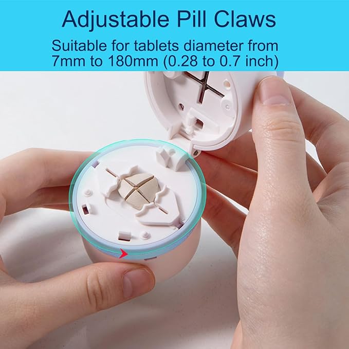 Safety Hidden Blade Pill Cutter and Storage for Splitting Small and Large Tablet Into Half or Quarter (2 in 1)