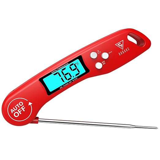 DOQAUS Digital Meat Thermometer, Instant Read Food Thermometer for Cooking | Backlit & Auto-Rotating Display, 4.6” Probe Perfect for Grilling, Baking, and BBQ Gift for Dad Men