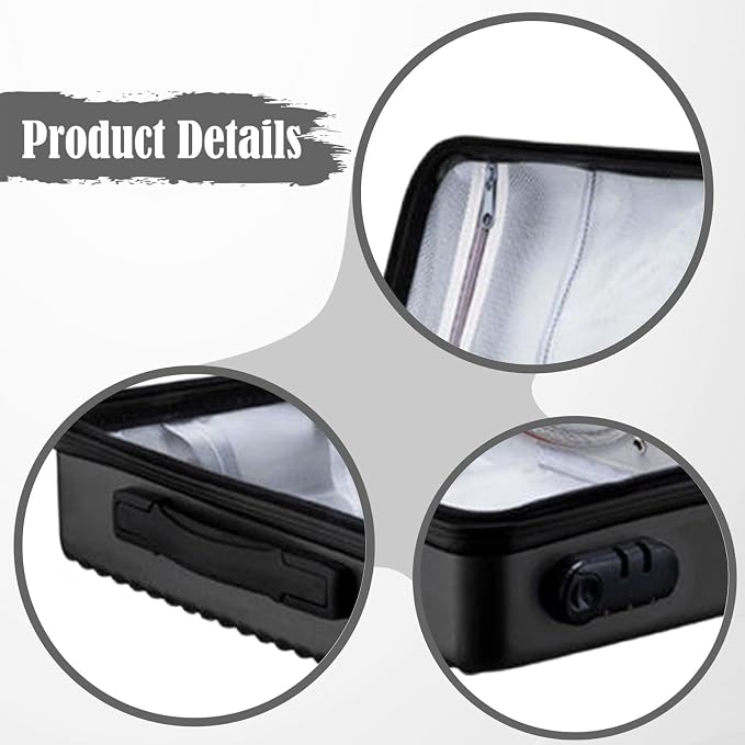 Fireproof Document Box Secure Storage Hard Shell Container Organizer Bag for Professionals Certificates, Black