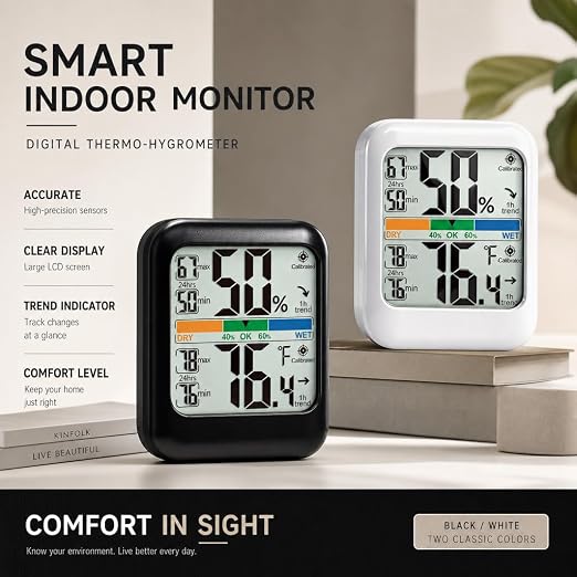 G.CATACC Room Thermometer Indoor Hygrometer Temperature Humidity Monitor | 5s Fast Refresh, 2.8" Large LCD, Battery included, Accurate Sensor for Home Office Baby Nursery Greenhouse Reptile Incubator