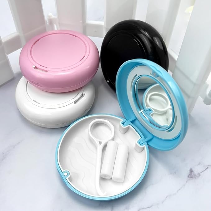 2pcs Retainer Case with Mirror and Vent Holes, Convenient and Cute Orthodontic Aligner Retainer Case for Travel, Give to Family Members, Friends and Colleagues