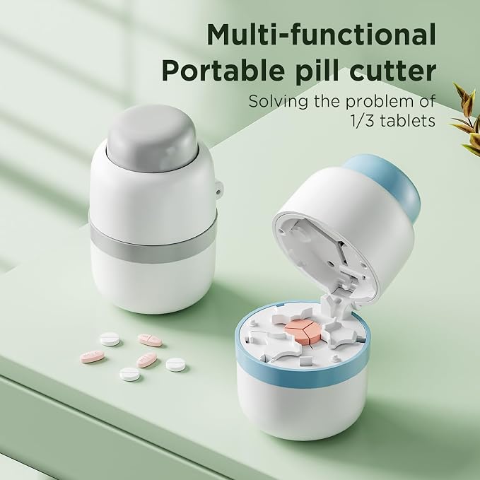 Pill Cutter - Pill Splitter for Small Pills with Stainless Steel Blade in one Third/Fourth, Suitable for Cuting Vitamins, Tablets (1-3 Blue New)