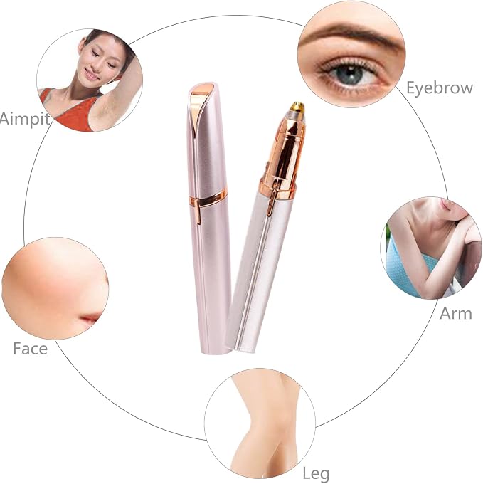 LiXiongBao USB Rechargeable Portable Electric Eyebrow Trimmer Pen for Women, Painless Precision Hair Remover, Safe Shaver Razor Tool for Face, Leg, Lip, Armpit, Hand (Rose Gold)