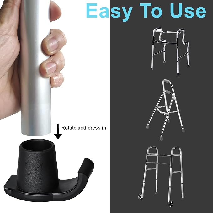 Dotday Walker Skis Glides 4 Pack, Universal Walker Accessories for Seniors | Walker Glides for Folding Walker, Durable Easy-Glide Mobility Aid, Walker Feet Replacement, Universal 1-1/8 inch, Gray
