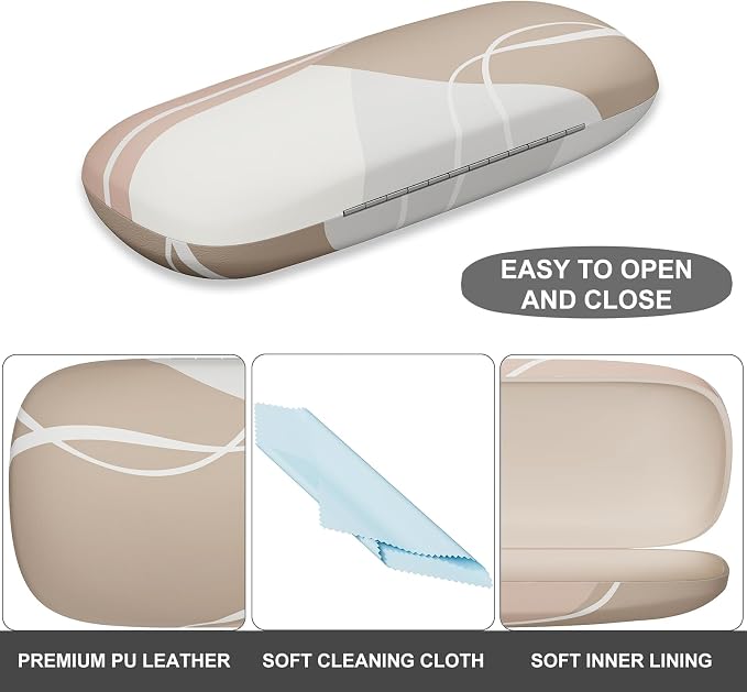 Eyeglasses Case, Portable Hard Shell Protective Case for Glasses, Eyeglass Holder Box for Women with Cleaning Cloth