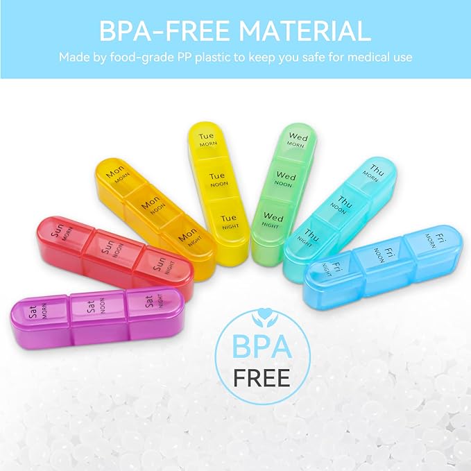 Weekly Pill Organizer 3 Times A Day, 7 Day Pill Box Large Compartments Moisture-Proof Pill Case, Daily Portable Travel Morning Noon Evening Pill Container, for Fish Oils, Vitamins, Supplements