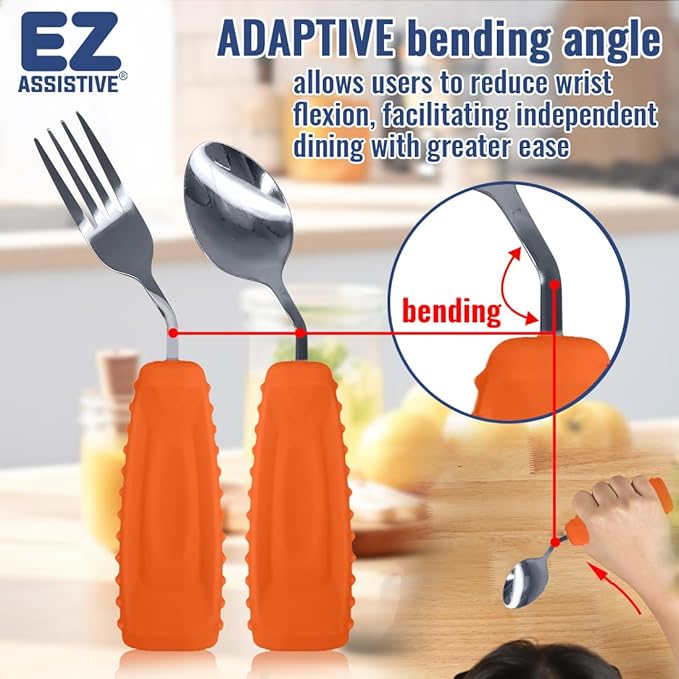 Adaptive Weighted Utensils Set – Spoon and Fork for Hand Tremors, Parkinson’s, Elderly, and Arthritis – Adaptive Eating Utensils for Weak Grip and Limited Mobility
