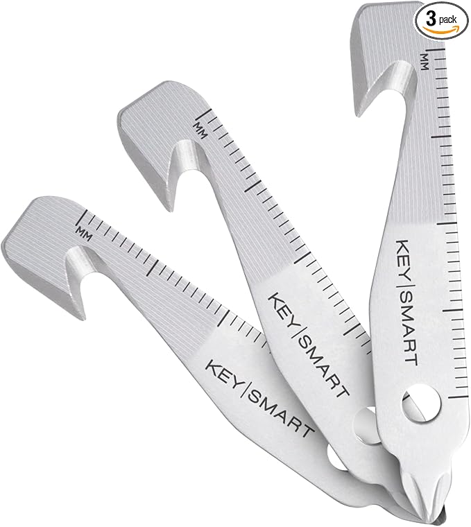 KeySmart Key Chain MultiTool - 5-in-1 Multi Purpose Keychain Tool with Box Opener, Ruler, Pry Bar, Phillips & Flat Head Screwdriver - EDC Gadgets, Gear & Mini Multi-Tool for Men -3-Pack