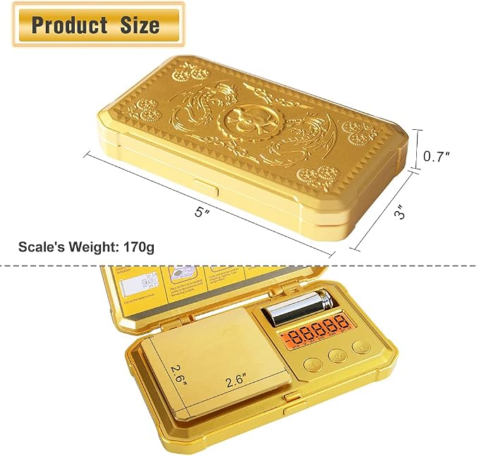 Fuzion Gram Scale 200g/0.01g, Jewelry Scales Digital Weight Grams and Ounces, Digital Pocket Herb Scale with 6 Modes, Tare for Herbs, Jewelry, Small(50g Weight & Battery Included)