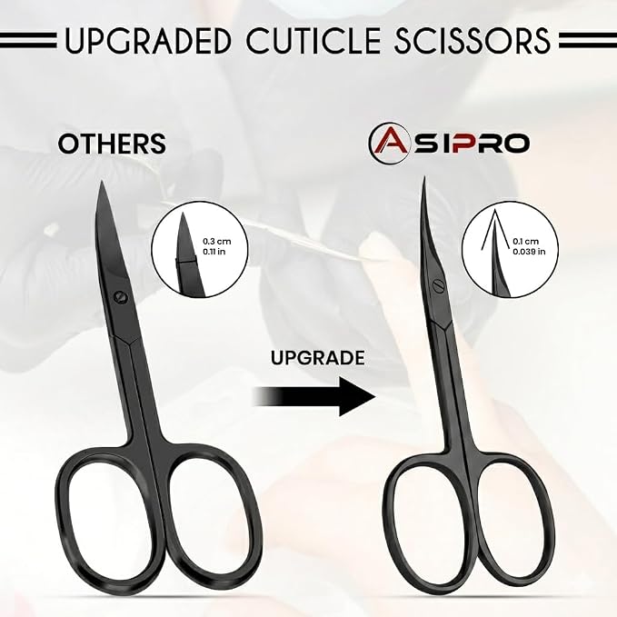 Cuticle Scissors Extra Fine Curved with Case Manicure Scissors for Women & Men Gifts Tijeras para Cuticula Profesional Nail Scissors Stainless Steel Sharp Cuticle Scissors for Nails