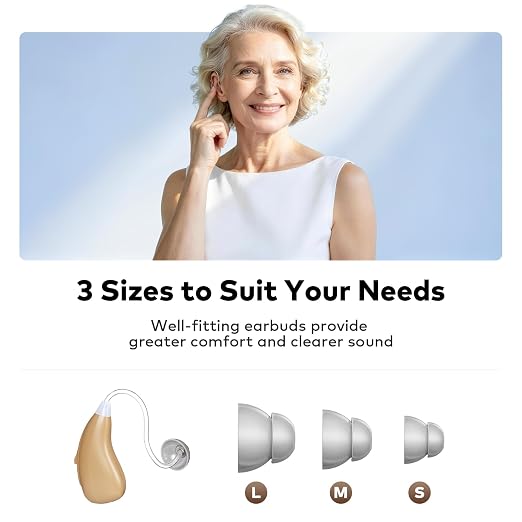 OTC Hearing Aids for Seniors & Adults, Hearing Aids with Noise Cancelling and 5-Level Volume Control, Hearing Amplifier with Ergonomic Comfort Fit, Easy to Use and Delivers Clear Sound