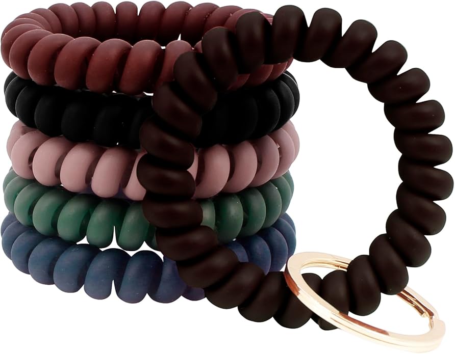 BIHRTC Stretchable Wristband Wristlet Keychain Elastic Coil Spring Spiral Key Chain for Gym Pool Sauna Outdoor Activities