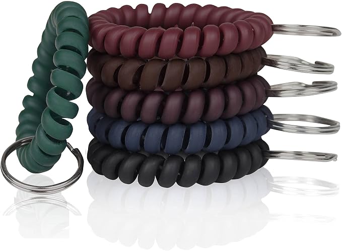 BIHRTC Pack of 6 Wrist Keychain Spiral Stretchable Coil Wrist Key Holder | Plastic Stretch Wristband Elastic Stretchable Spiral Bracelet Key Holder Key Ring for ID Badge Sauna Outdoor Sport