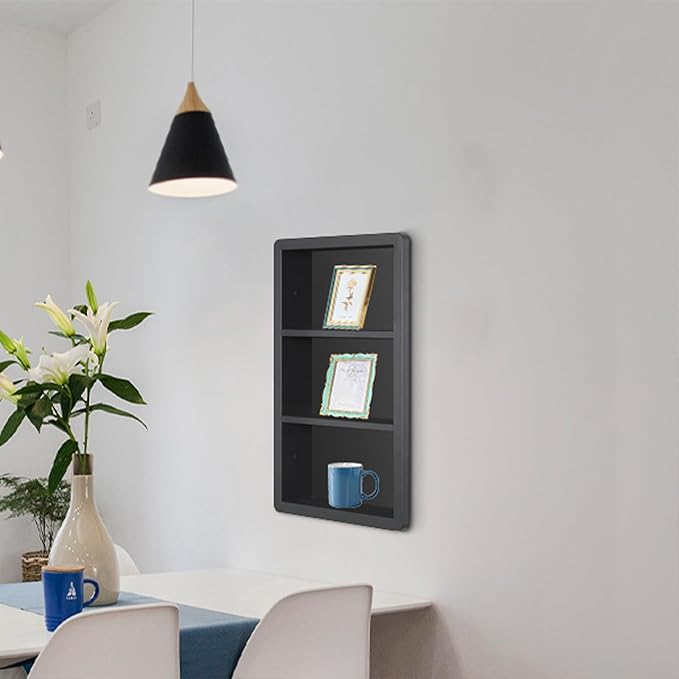 Recessed Medicine Cabinet No Mirror - 14x24 Bathroom Storage Wall Cabinet with 2 Shelves, 304 Stainless Steel Shower Niche, Matte Black Waterproof for Bathroom, Toilet, Vanity