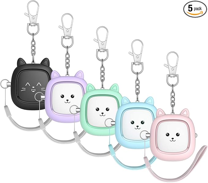 Personal Safety Alarm, VIGOROAD 5 Pack Loud 130dB Siren Emergency Panic Alarm with LED Light, Easy Pull Pin Keychain Self-Defense Security Alarm for Women, Seniors, Kids