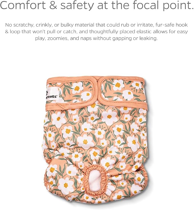 Pet Parents® Washable Dog Diapers (3pack) + Extendrs® of Durable Doggie Diapers, Premium Dog Diapers Female (Small, Daisy)