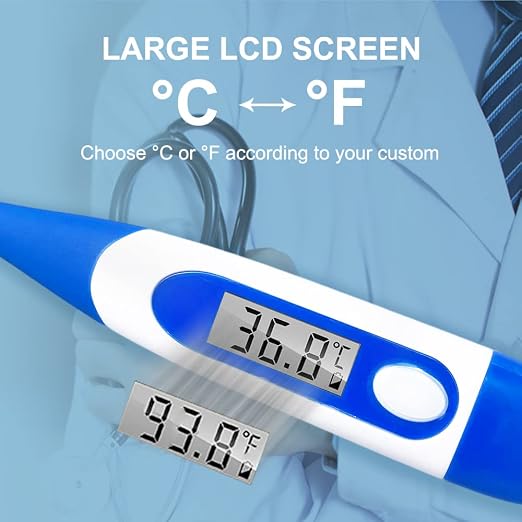 Berrcom Digital Thermometer for Adults, Oral and Underarm Thermometer for Baby and Kids Medical Thermometer with Fever Alarm Rectal Thermometer with Soft Tips | Medical Thermometer with Fever Alarm, Underarm for Baby, Adults, Body Temperature, C/F Swit...