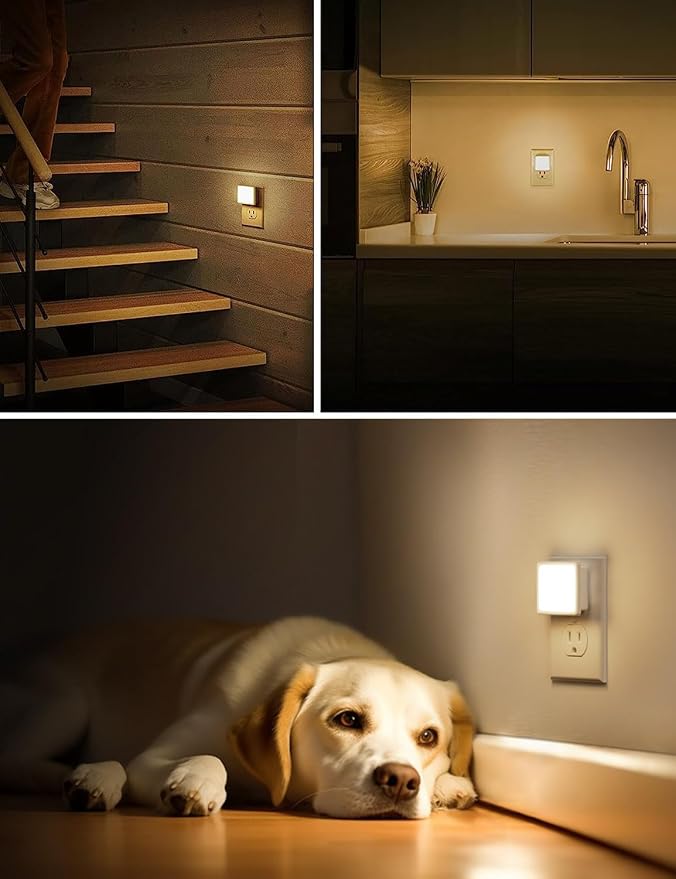 L LOHAS LED Night Light,Night Lights Plug into Wall, Dusk-to-Dawn Sensor | Plug in Night Light,3000K Soft White 0.3W Bright Nightlight Auto-On/Off for Kids Bedroom Bathroom Hallway [6-PACK]