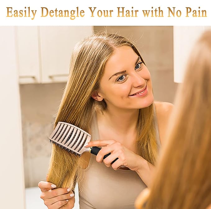 Detangling Brush for Women & Kids, Wet & Dry Hair, All Hair Types | Less pulling & breakage, Boar bristles tame frizz & add shine, Vents for faster blow-drying, Lightweight 4 oz, Non-slip grip