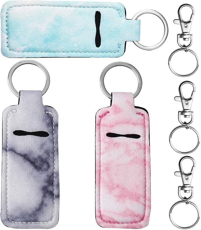 Pengxiaomei 3 Pcs Chapsticks Holder Keychain for Lipstick, Stocking Stuffers for Teen Girls Women Small Christmas Gifts