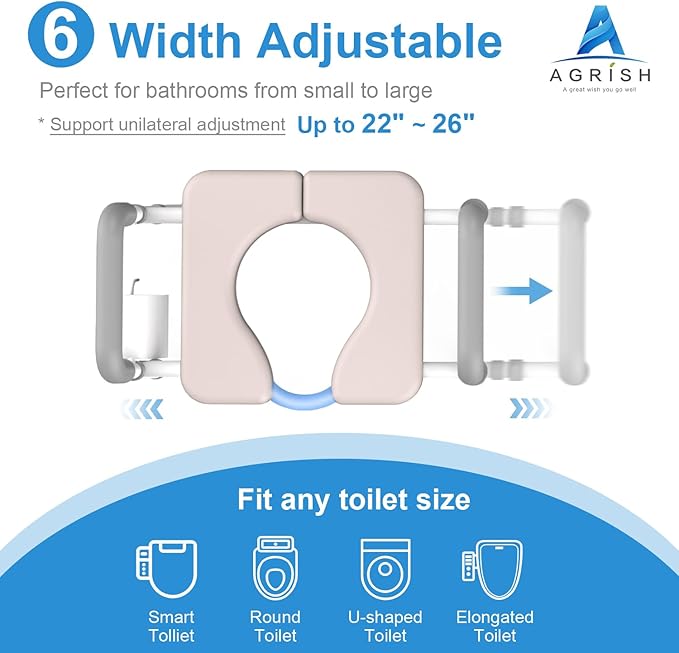 Toilet Seat Risers For Seniors, Male-Friendly Width & Height Raised Toilet Seat With handles, Toilet Riser for Elderly, Handicap, Elevated, Fit Any Toilet, 400lbs