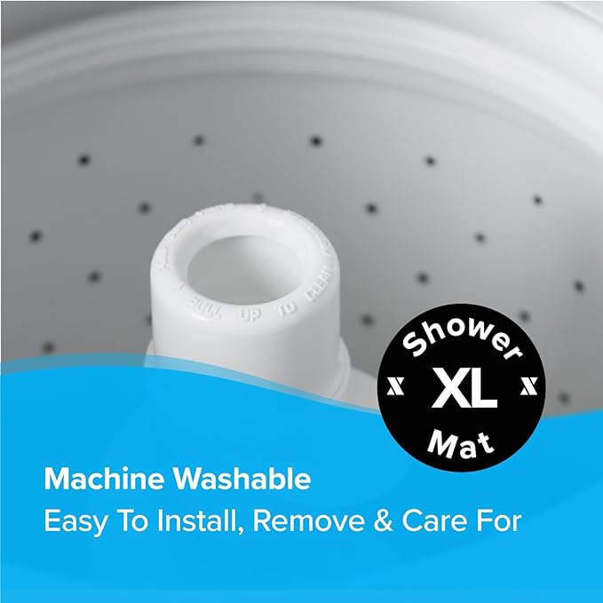 SlipX Solutions 27" Oversize Square Shower Mat, Non-Slip Mat for Elderly & Kids, 100+ Power Grip Suction Cups for Smooth Surfaces, Machine Washable, Solid Gray