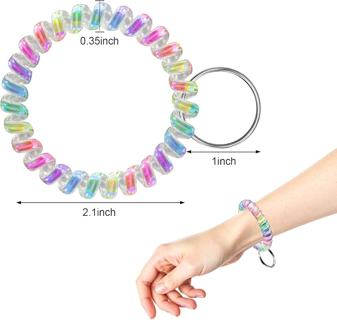 Spiral Coil Keychain, Anti-lost Key Chain Holder Lanyard Cord for Sauna Outdoor Sports and Gym Pool