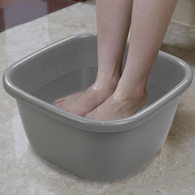 Begale 2-Pack Large Wash Basin/Dish Pan, 18 Quart (Gray)