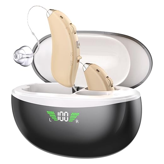 Hearing Aids, Hearing Aids for Seniors and Adultos - Hearing Aid Rechargeable for Hearing Loss,16-Channel Digital OTC Hearing Aid with Noise Cancellation, Volume Control and Portable Charging Case