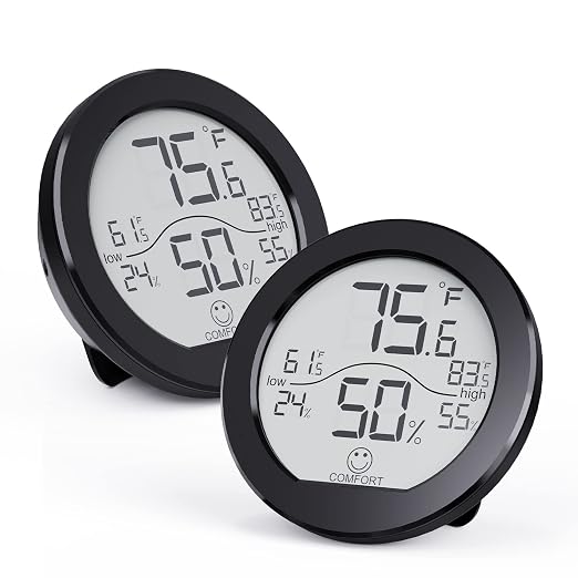 Indoor Digital Hygrometer Thermometer for Room Temperature Humidity Meter | SECRUI Thermometer Accuracy Calibration LCD Temperature Sensor with Maximum and Minimum Records,2 Pack