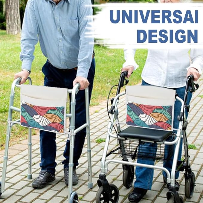 TOGETRUE Walker Bag, Easy Access Walker Storage Basket with 2 Large Pockets, Walker Accessories Bag for Folding Walker, Wheelchairs, Strollers, 13"x14.5" (Color Arc)