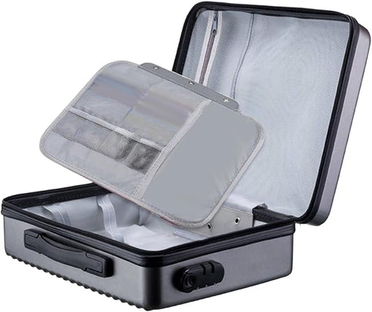 Fireproof Document Box Secure Storage Hard Shell Container Organizer Bag for Professionals Certificates, Gray