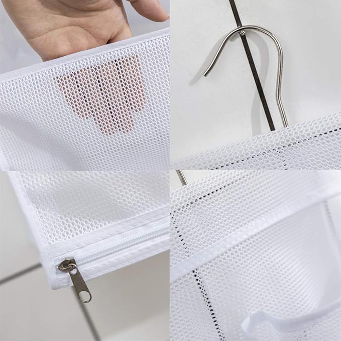 ALYER Hanging Mesh Bath Toy Organizer Bag,Large Shower Storage Caddy with Durable Hanger (Black)