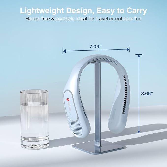 Hotsales Neck Fan, Bladeless Fan That Blows Cold Air, Portable Rechargeable | 6000 mAh Battery, 3 Speeds, Hands Free Wearable Personal Cooling Fan for Men and Women, Travel, Outdoor, USB Rechargeable