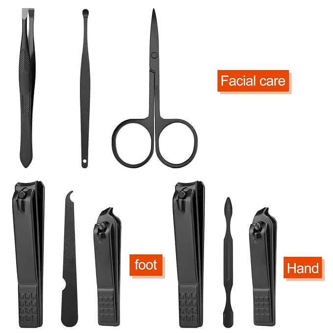 Manicure Set Men Finger and Toe Nail Clippers Set Professional Manicure Pedicure Kit with Travel Case Personal Care Tools Accessories Nail Grooming Kit Gifts for Men Women Father Mother