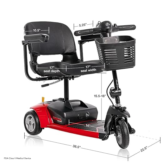 Rascal Venture 3-Wheel Mobility Scooter, Long-Range Battery-Powered Electric Travel, Easy Compact Transport, Battery Included, for Indoor/Outdoor Use