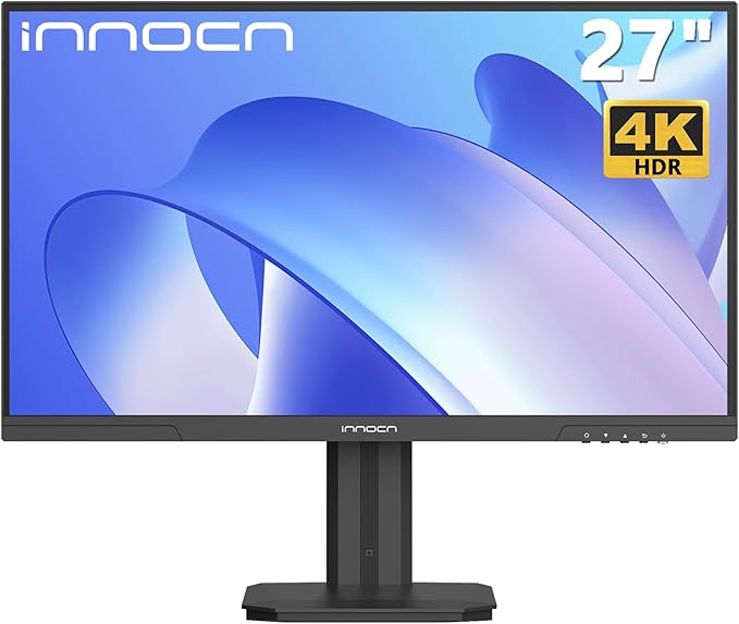 INNOCN 27 Inch 4K Monitor - 27D2U - 27-inch 4K (3840 x 2160) 60Hz 16:9 Display, IPS Panel, sRGB 99%, 1500:1 Contrast Ratio, Height/Pivot Stand - Black