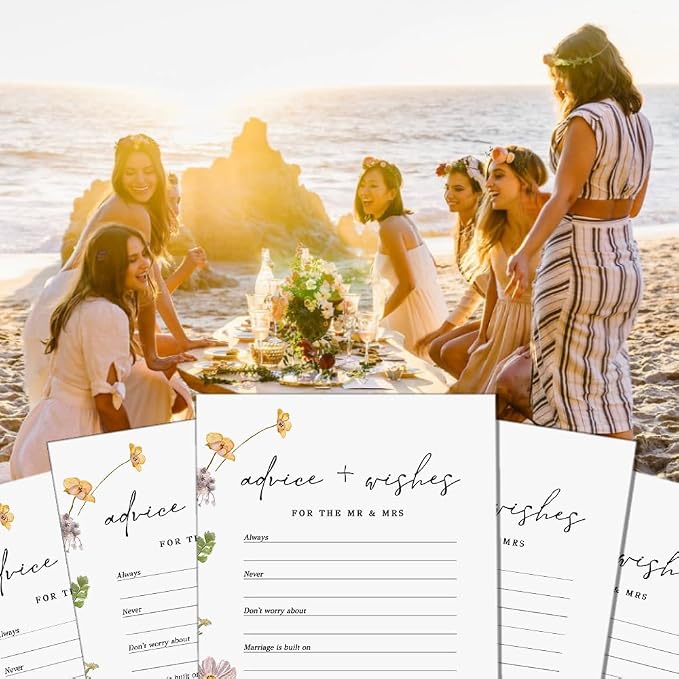 GardenCity Advice and Wishes for the Mr and Mrs, Bridal Shower Games for 50 Guests, Wildflower