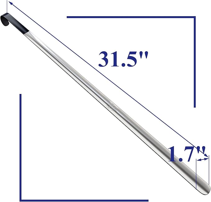 Shoe Horn Long Handle for Seniors - Long Handled Shoe Horn for Boots and Shoes - Long Metal Shoe Horn for Women, Men & Kids - Extra long Shoes Horn, Metal Shoe Horn Long Handle, Shoe Spoon Long Handle
