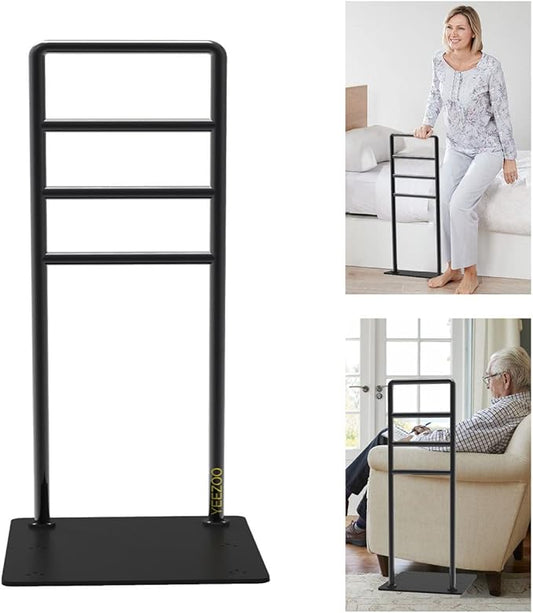 yeezoo Chair & Couch Stand Assist bar, Stand Assist Rail with Non-Slip Covers, Four Heights Heavy Duty Assist bar for Seniors Elderly, Adults and Others who Need Extra Help(Polished Black)