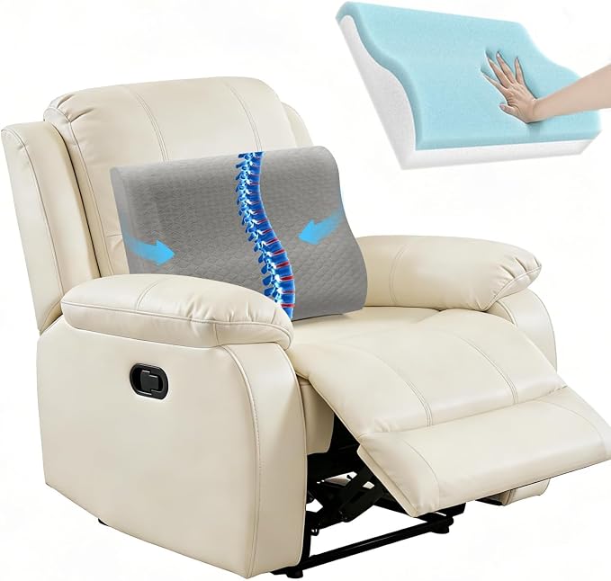 Lumbar Support Pillow for Recliner - Backrest for relieving lower back pain | Couch Cushion with Gel Memory Foam & High-density Foam, for Sofa, Accent Chair & Armchair, adjustable straps & washable cover